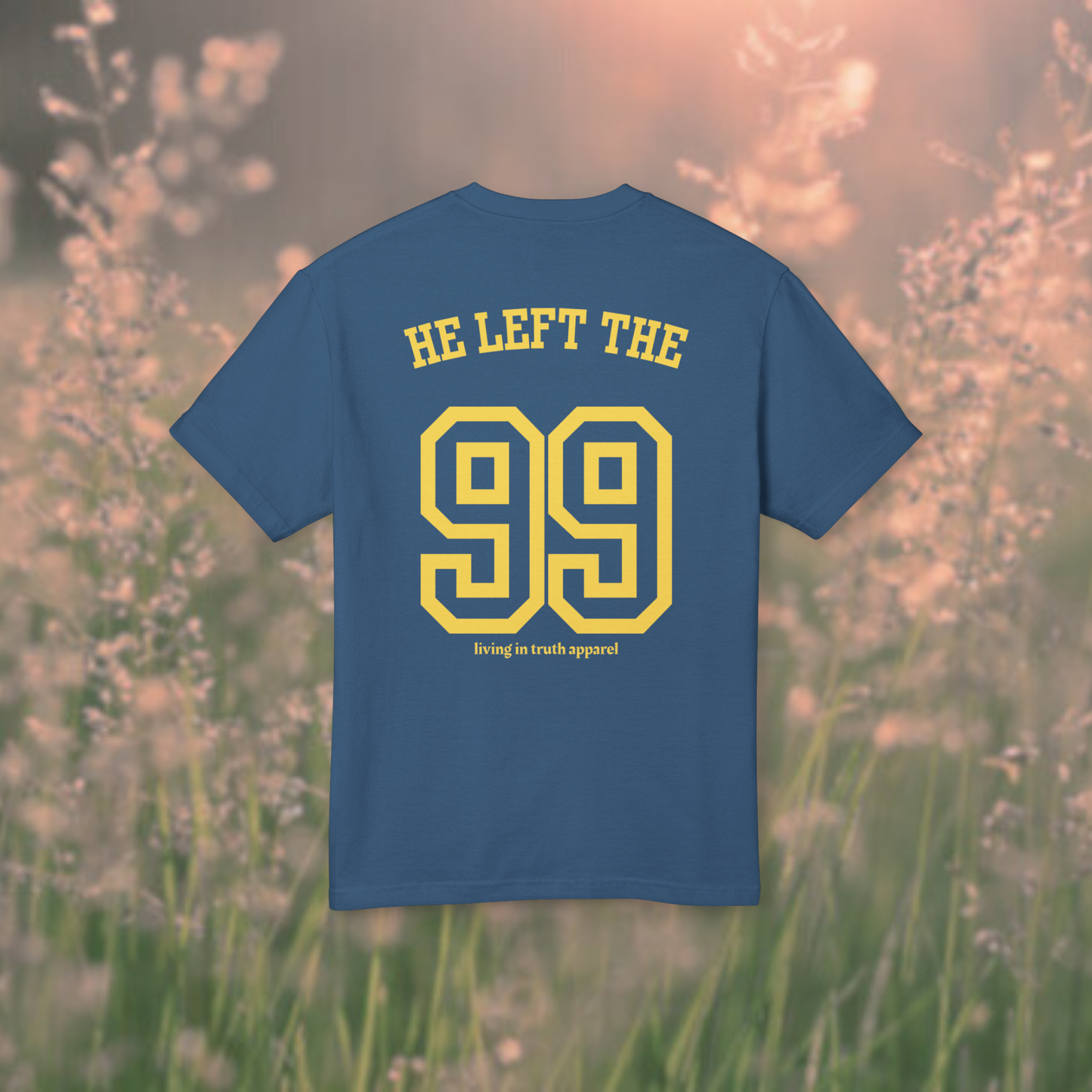 He Left the 99 Tee (Faded Denim)